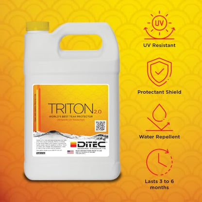 DITEC Triton 2.0 Teak Protectant, Water Oil UV Protection, Non-Slip - size: 1 Quart