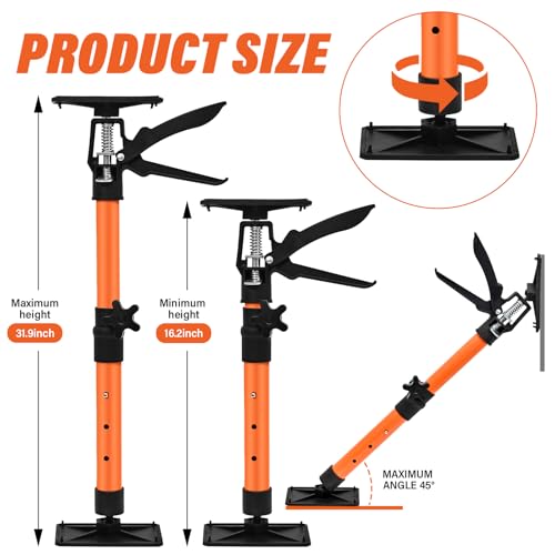 Adjustable Support Pole - Cabinet Jack, Drywall Lift, 16.2-31.9 Inch Adjustable Height, Supports up to 154lbs, 3rd Hand,Cabinet Jacks for Installing cabinets,Ceiling, Cargo Bars - size: 16.2"-31.9" 2PC