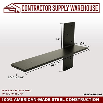Free Hanging Shelf Bracket Multi-Pack –Heavy-Duty Metal Floating Shelf Support Brackets for Wood Shelves – Hidden Wall Mount Hardware for Modern, Rustic, Industrial Shelving (3 Pack, 10 x 1/4 Inches) - size: 10 x 1/4 Inches, style: 3 Pack