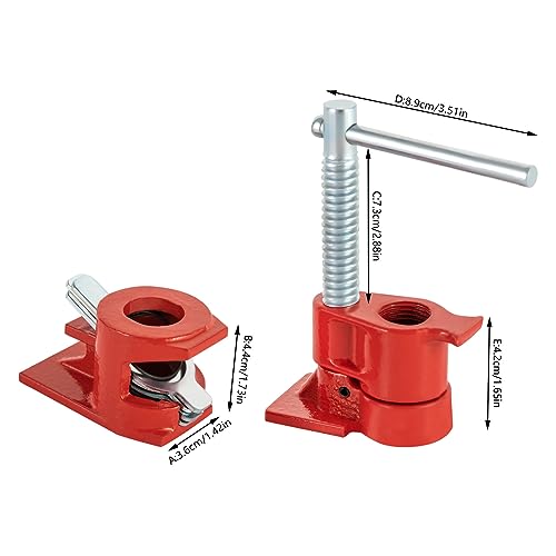 Heavy Duty Pipe Clamp Jaw,Wood Gluing Pipe Clamp Set,1/2 Inch Fixture Set,Professional Woodworking Tool Kit,Ergonomic Adjustable Handle,Use for Metalworking,Woodworking and Frame Assembly(2 Pack)