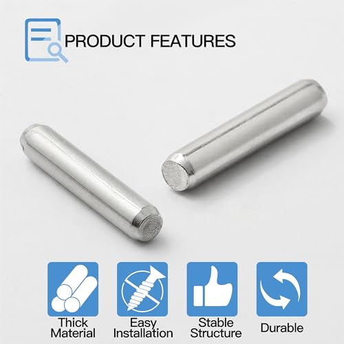 24Pcs Metal Dowel Pins, 5 x 25 mm Shelf Support Pegs, Fasten Elements Polished Nickel Metal Pegs for Bookshelf Shelves Cabinet Closet