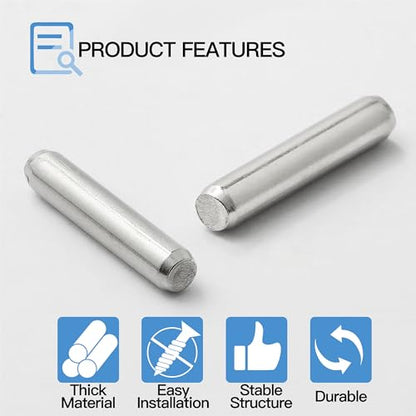 24Pcs Metal Dowel Pins, 5 x 25 mm Shelf Support Pegs, Fasten Elements Polished Nickel Metal Pegs for Bookshelf Shelves Cabinet Closet