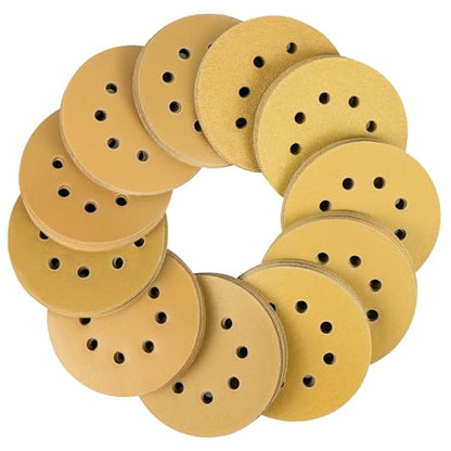 LotFancy 110 PCS 5 Inch 8 Hole Sanding Disc, 60 80 120 150 180 220 320 400 600 800 1000 Grit Aluminum Oxide Sandpaper Assortment, Sand Paper for Wood, Plastic, Rust Removal, Random Orbital Sander Pads - style: 110PCS Assorted Grit