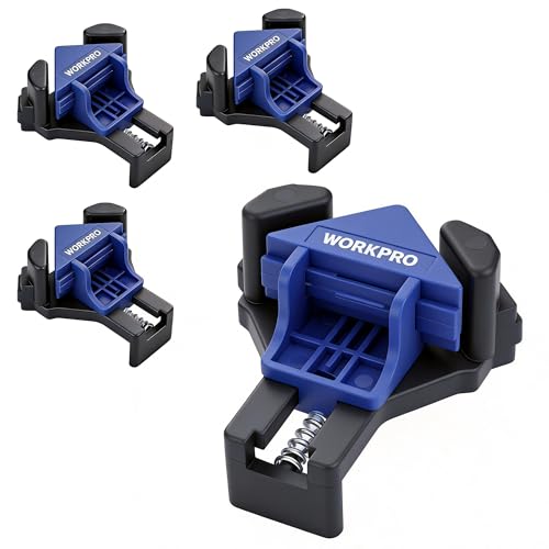 WORKPRO Corner Clamps for Woodworking, 4-Pack Adjustable Right Angle Clamps