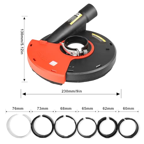 HERZO Universal Surface Grinding Dust Shroud for 9 Inch Angle Grinder Grinding Task - size: 9 inch