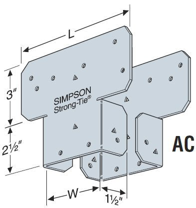 Simpson Strong-Tie Hardware Bracket AC6 - Adjustable Beam/Post Cap, Powder Coated - 6X
