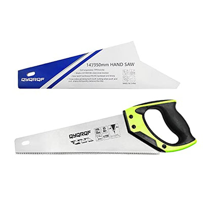 14 in. Pro Hand Saw, 11 TPI Fine-Cut Soft-Grip Hardpoint Handsaw Perfect for Sawing, Trimming, Gardening, Cutting Wood, Drywall, Plastic Pipes, Sharp Blade, Ergonomic Non-Slip Handle (green) - color: Green-14 Inch
