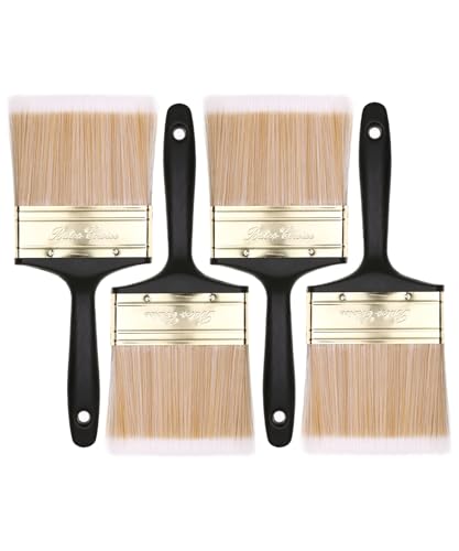 Bates- Deck Stain Brush, 4 Pack, 4 Inch, Soft Tip Wood Stain Brushes for Wood, Brass Plated Steel Ferrule, Ergonomic Handle - size: 4 Inch, 4 Pack