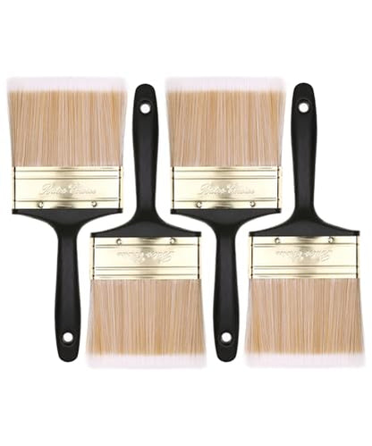 Bates- Deck Stain Brush, 4 Pack, 4 Inch, Soft Tip Wood Stain Brushes for Wood, Brass Plated Steel Ferrule, Ergonomic Handle - size: 4 Inch, 4 Pack