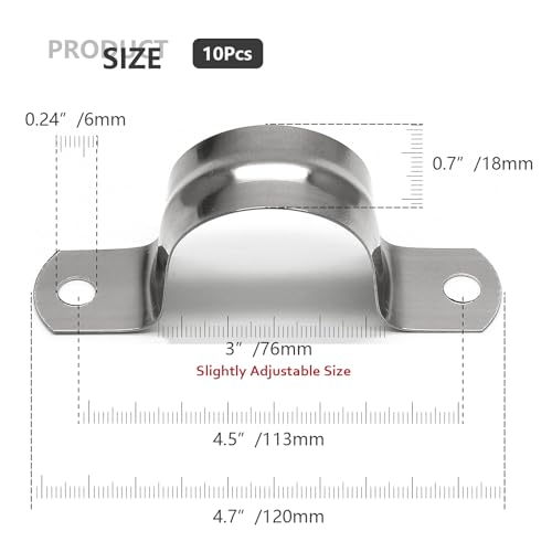 10Pcs 2.5 Inch Stainless Steel Conduit Clamps - size: 3" / 76mm
