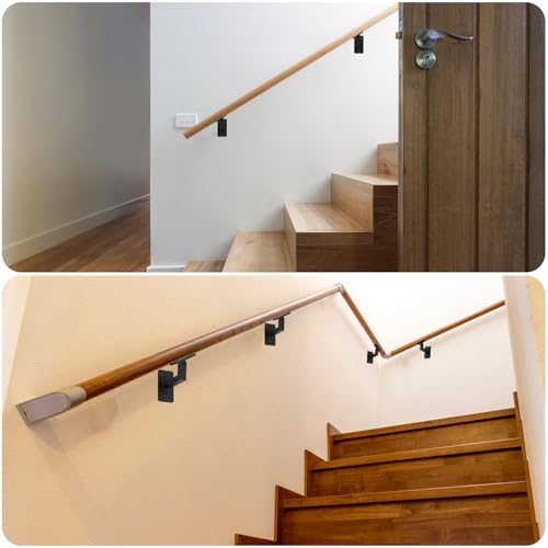 Adjustable Handrail Bracket, 3" Heavy Duty Swivel Hand Rail Bracket for Stair Railing Staircase, Matte Black (4 Pack) - size: Pack of 4