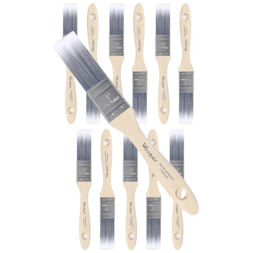 Wesquer 1 Inch Flat Paint Brushes 12 Pack Bulk Professional Detail Trim - size: 1 inch (12 pack)