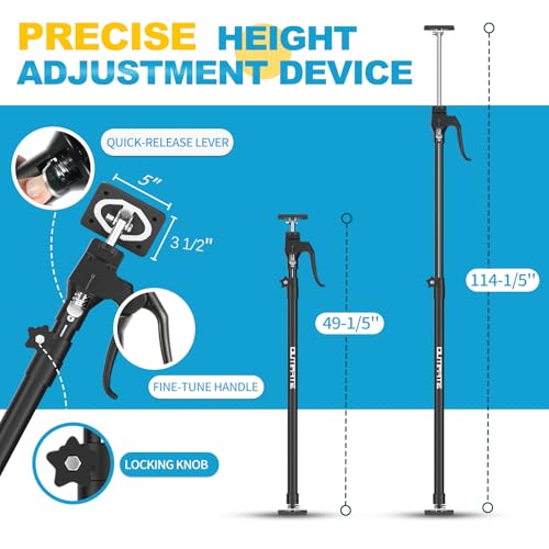 Third Hand Support Pole Heavy Duty, Cabinet Jacks for Installing Cabinets with 154 LBS Capacity and Expand from 49-1/5 to 114-1/5 in, 4-PC - size: Long 4pcs（49.2 ~ 114.2 inches）