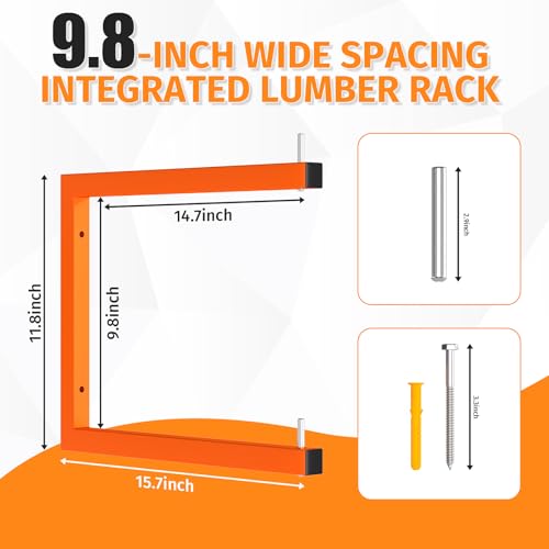 2-Pack Lumber Storage Rack, Wall Mount Wood Rack (2 Level) - size: 2 Pack-2 Level