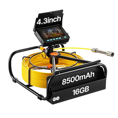 VEVOR Sewer Camera, 65.6FT Snake Cam with DVR Video, Pipe Inspection Equipment 4.3 inch LCD Screen, Industrial Borescope Endoscope Waterproof IP68 with LED Lights, for Duct HAVC Drain Pipe Plumbing - size: 66ft/20m, style: 4.3'' Screen with DVR Function