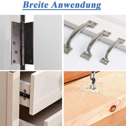 4 Pieces Self-Centering Hinge Drill Bits, HSS Door Self-Centering Hinge Hole Opening Drill Bit Set with Allen Key, 5/64", 7/64", 9/64", 11/64"