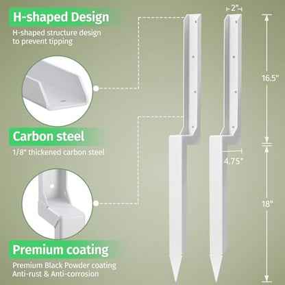 Fence Post Repair Stakes Kit, White, 1-Pack - color: White/1 Pack