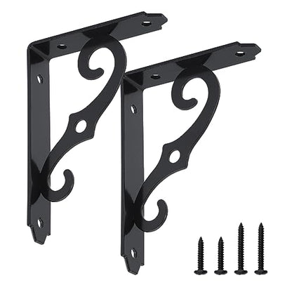HOME MASTER HARDWARE Decorative Shelf Brackets, 5x3.5 inch, Black, 2 Pack - size: 5 x 3 1/2 Inch, style: Black-2Pack