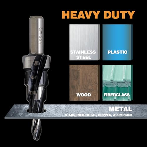 1/4"-3/4" M2 Step Drill Bit Unibit for Hole Drilling 5 Sizes - size: 1/4" to 3/4" (4 Spiral Flutes)