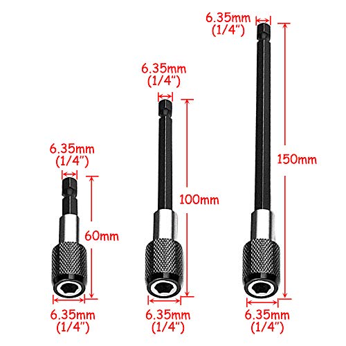 Saiper 1/4 Inch Hex Shank Magnetic Screwdriver Bit Holder 2", 4", 6"