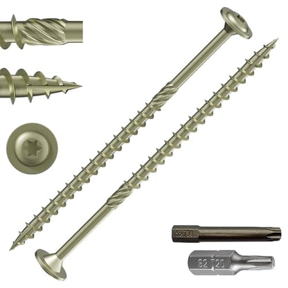 Wensilon #12 x 5 Yellow Lag Screws, Structural Wood Screw,24PCS 1lbs 5.5x125mm - color: Yellow, size: #12 x 5"