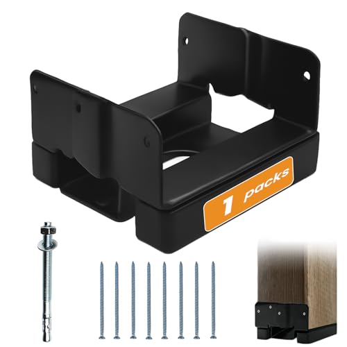 1PCS 4x4 Post Base for Concrete Adjustable Heavy Duty Black E-Coated - color: Black, size: 4X4