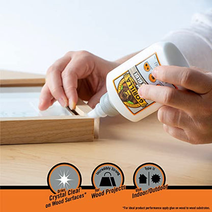 Gorilla Dries Clear Wood Glue, Water Resistant, 4 oz Bottle, 2-Pack - style: Clear