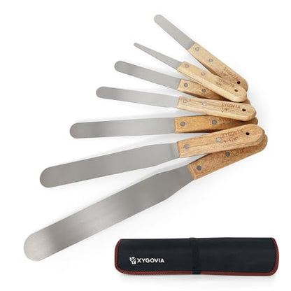 7-Piece Professional Caulking Spatula Set with Wooden Handle - color: 7PCS