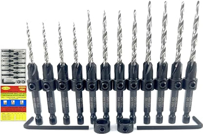 FTG USA 12 Pc Set (4 Each #6#8#10) Tapered Countersink Drill Bit Hex Shank - size: #6#8#10, style: Same Sort 4 Pc