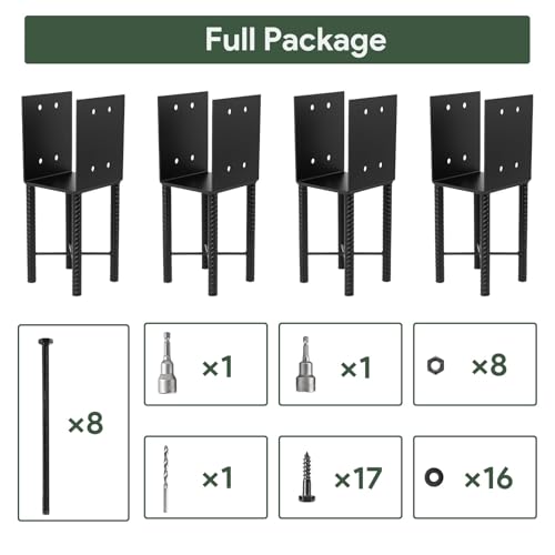 4 Pack 6"x6" Heavy Duty U-Shaped Post Base, Wet Concrete Post Anchors