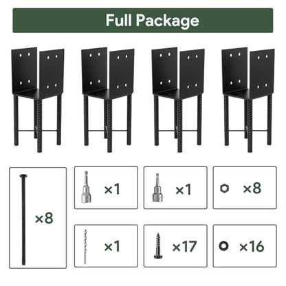 4 Pack 6"x6" Heavy Duty U-Shaped Post Base, Wet Concrete Post Anchors