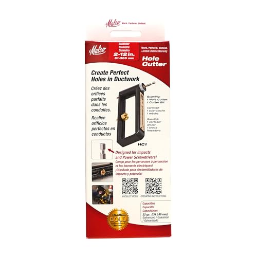 Malco HC1 2 in. to 12 in. Sheet Metal Hole Cutter Accessory for 1/4 in. or Larger Drill, Multi