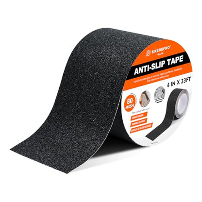 SIKEDEPRO 4" x 33Ft Heavy Duty Anti-Slip Tape,Skateboard Grip Tape, Non-Skid Safety Traction Tape for Staircases Outdoor/Indoor, Waterproof High Traction Stairs Non Skid Treads - size: 4inch