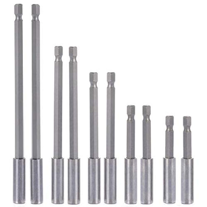 10-Pieces Magnetic Bit Holder Extension, 1/4 inch Hex Shank Heavy Duty Quick Release for Screws, Nuts, Drills, Handheld Drivers 50/60/75/100/150mm