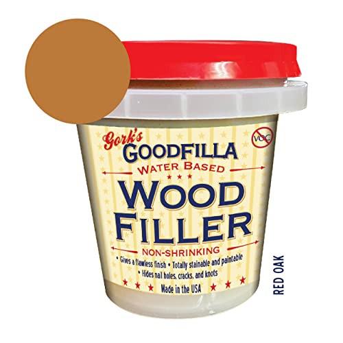 Goodfilla Red Oak, 8 oz, Wood and Grain Filler, Stainable, Tintable, Sandable, Zero Waste, Non-Toxic, USA Made - color: Red Oak, size: 8 oz