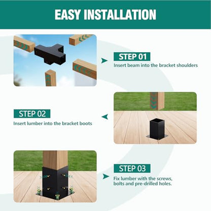 HAYOHRT Pergola Brackets, Woodworks Pergola Kit 4PC 3-Way Corner Bracket & 2PC 4-Way Bracket & 4PC Post Base for 4x4'' (Actual: 3.5x3.5'') Wood Beams Elevated Wood Stand Kit Pergola/Gazebo Kit - size: 4P 3-Way Bracket + 2P 4-Way Bracket + 4P Base