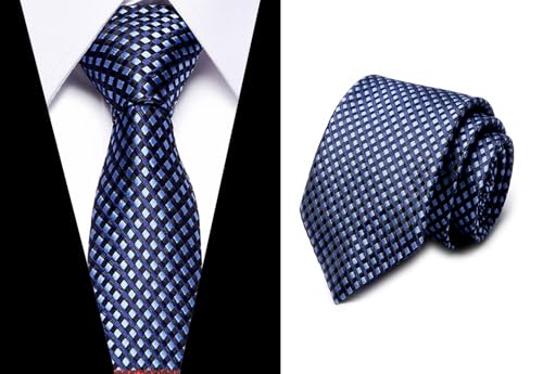joy alice Tie For Men 6 PCS Necktie Woven Jacquard Neck Ties Set Neck Ties - color: Blackwhitered Babyblue Grey
