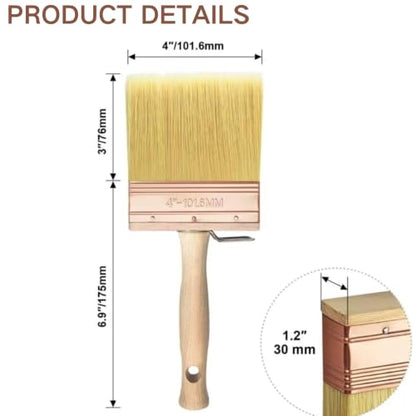 Deck Stain Brush 4", Attachable Paint Brush with Wooden Handle - color: 4 Inch
