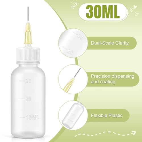 50 Pcs 30ml Needle Tip Squeeze Bottle Small Precision Tip Applicator Bottle Plastic Needle Bottles for Dispensing Oils Glue Painting Quilling Tool Sewing Craft