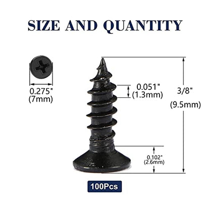#6 x 3/8" Wood Screw 100Pcs 18-8 (304) Stainless Steel Screws Flat Head Phillips Fast Self Tapping Drywall Screws Black Oxide by SG TZH - size: #6 x 3/8"