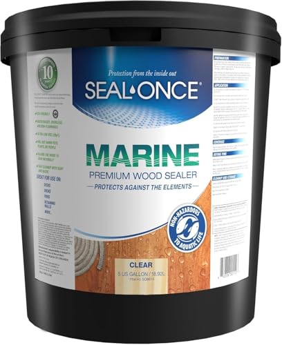 SEAL-ONCE Marine Waterproof Wood Sealer and Stain, Clear, 5 Gallon