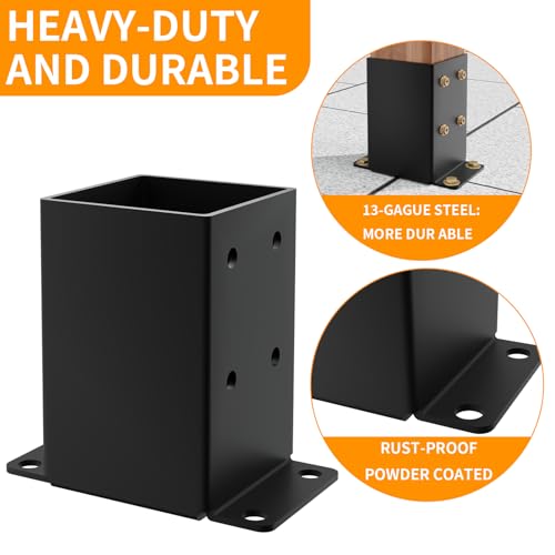 4x4 Post Base,(Inner Size 3.5x3.5) Heavy Duty Post Anchor（2PCS） - size: 4x4 2