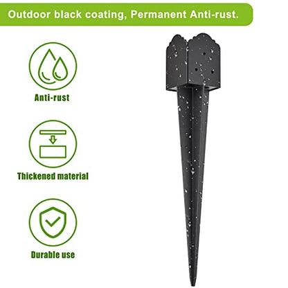 Insaga 4x4 Post Anchor Ground Spike Heavy Duty for Fence Mailbox Railing - color: Black A-2pcs