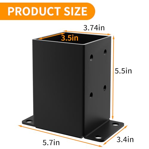4x4 Post Base,(Inner Size 3.5x3.5) Heavy Duty Post Anchor（2PCS） - size: 4x4 2