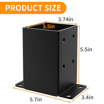 4x4 Post Base,(Inner Size 3.5x3.5) Heavy Duty Post Anchor（2PCS） - size: 4x4 2