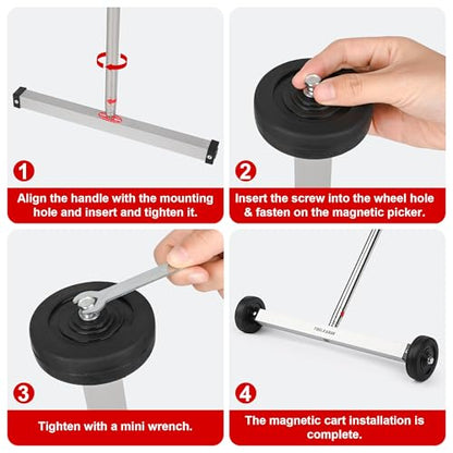 17" Rolling Magnetic Sweeper with Wheels,10LB, 3Pcs Magnet Sweeper Set - size: 17-inch（10LBS)