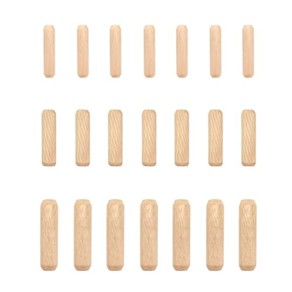 Quacc 21 PCS Wooden Dowels Assorted Set, M6 M8 M10 Hard Wood Pegs Grooved Fluted Woodwork Pins Wooden Plugs for Screw Holes Furniture DIY Craft Carpentry
