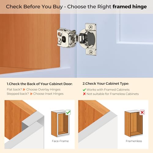 Soft Close Hinges for Kitchen Cabinet Hinges, 1 Inch Overlay, 2 Pack - size: 1 inch Overlay