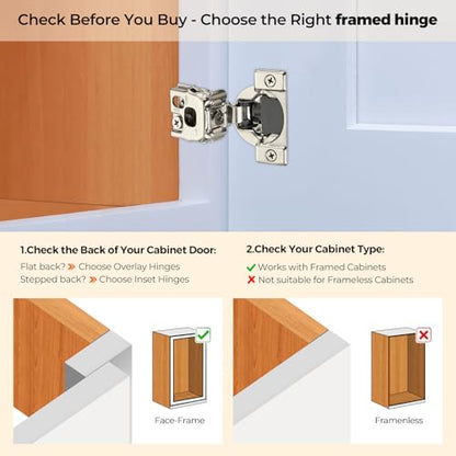 Soft Close Hinges for Kitchen Cabinet Hinges, 1 Inch Overlay, 2 Pack - size: 1 inch Overlay