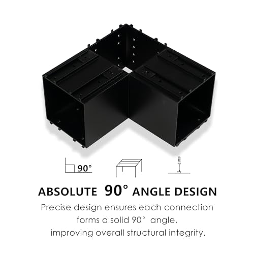 Kozyard Pergola Brackets, 4 Pack Kit 3-Way Right Angle Corner Bracket - color: Black/4Sets